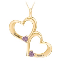 Fusion Hanging Hearts Pendant in 18K Gold Plated Silver with Alexandrite