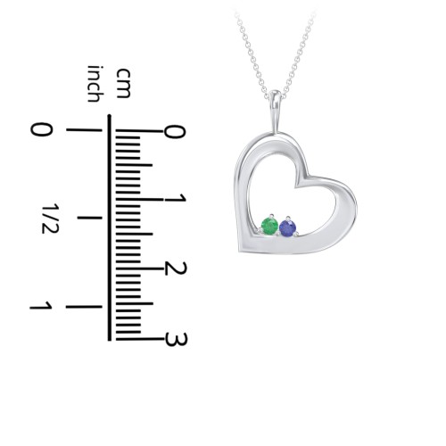 Engravable Tilted Heart 2 Stone Pendant