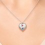 Engraved Yin Yang Heart Pendant with Birthstones
