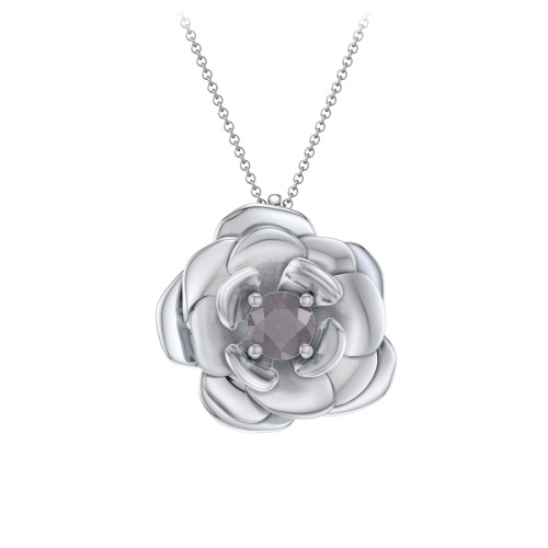 Flourishing Rose Pendant – Sterling Silver with Alexandrite