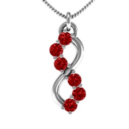 Six Stone Infinity Pendant in 925 Sterling Silver with Garnet