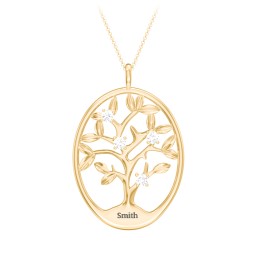 4-15 Stones Oval Family Tree Pendant