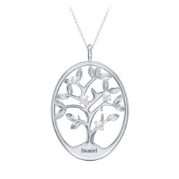 4-15 Stones Oval Family Tree Pendant