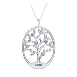 4-15 Stones Oval Family Tree Pendant in 925 Sterling Silver with Alexandrite