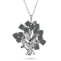 Petite Family Tree Pendant in 925 Sterling Silver with Alexandrite and Blue Sapphire