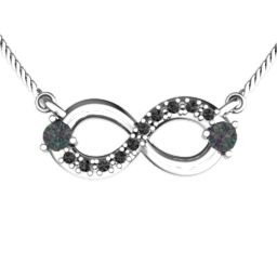 Double Stone Horizontal Infinity Pendant with Accents in 925 Sterling Silver with Alexandrite, Black Premium Zirconia, Emerald, Citrine, Peridot, Blue Sapphire, Smokey Quartz, Cubic Zirconia, Garnet, and Ruby