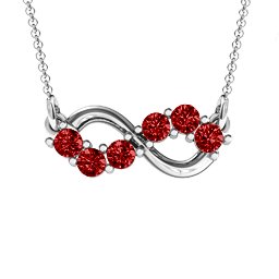 Horizontal Infinity Pendant with 6 Stones in 925 Sterling Silver with Garnet, Blue Sapphire, Smokey Quartz, Cubic Zirconia, Ruby, and Peridot