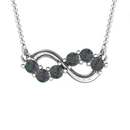 Horizontal Infinity Pendant with 6 Stones in 925 Sterling Silver with Alexandrite, Blue Sapphire, Smokey Quartz, Cubic Zirconia, Garnet, Ruby, and Peridot