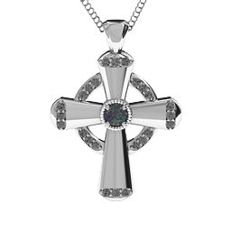 Celtic Cross Pendant in 925 Sterling Silver with Alexandrite and Black Premium Zirconia