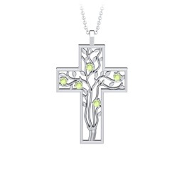 3 - 10 Stone Family Tree Cross Pendant