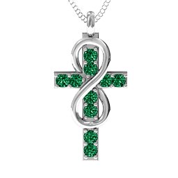 Infinity Cross Pendant in 925 Sterling Silver with Emerald
