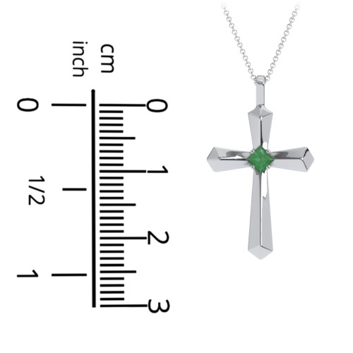 Flared Cross Pendant with Princess Stone