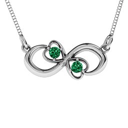 Two Hearts Infinity Pendant in 925 Sterling Silver with Emerald