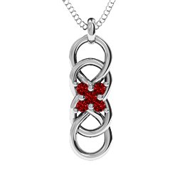 Sisters Interlocked Infinity Pendant in 925 Sterling Silver with Garnet