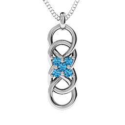 Sisters Interlocked Infinity Pendant in 925 Sterling Silver with Blue Topaz