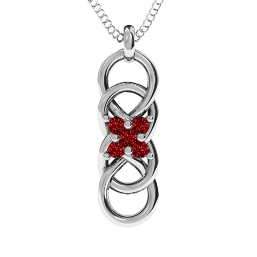 Sisters Interlocked Infinity Pendant – Sterling Silver with Garnet