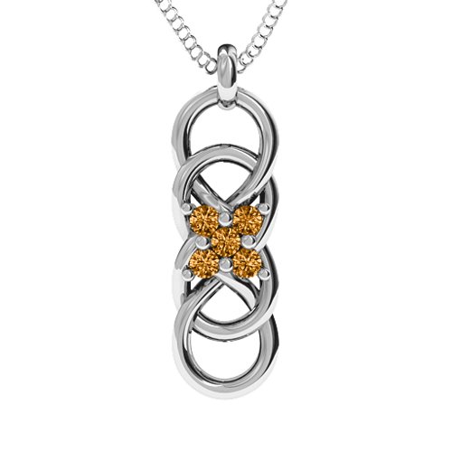 Sisters Interlocked Infinity Pendant – Sterling Silver with Citrine