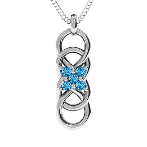 Sisters Interlocked Infinity Pendant – Sterling Silver with Blue Topaz
