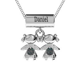 Sisters or Daughters Character Pendant in 925 Sterling Silver with Alexandrite