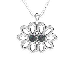 Sister's Flower Pendant in 925 Sterling Silver with Alexandrite