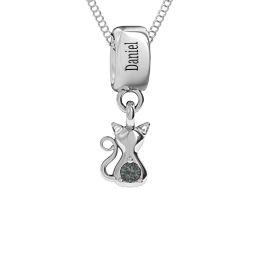 Happy Cat Pendant in 925 Sterling Silver with Alexandrite