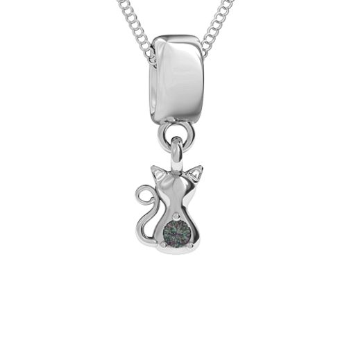 Happy Cat Pendant – Sterling Silver with Alexandrite