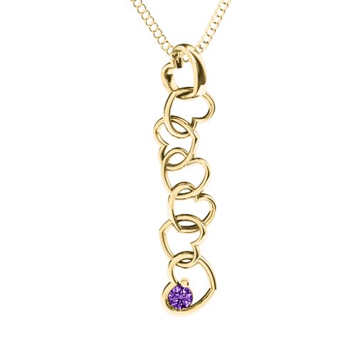 Falling in Love Pendant – 18K Gold Plated Silver with Amethyst