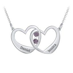 Merging Hearts Pendant in 925 Sterling Silver with Alexandrite