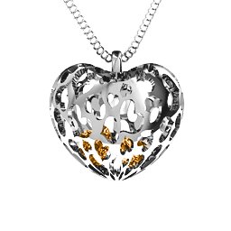 Caged Hearts Pendant With 2–6 Stones in 925 Sterling Silver with Citrine, Ruby, Cubic Zirconia, Peridot, and Blue Sapphire