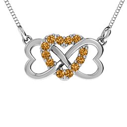 Triple Heart Infinity Pendant in 925 Sterling Silver with Citrine