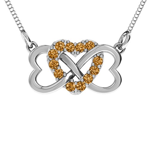 Triple Heart Infinity Pendant – Sterling Silver with Citrine