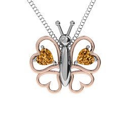 Love Butterfly Pendant in 925 Sterling Silver with Citrine