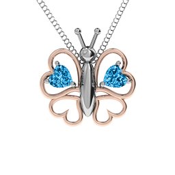 Love Butterfly Pendant in 925 Sterling Silver with Blue Topaz