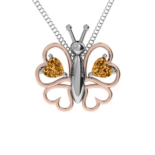 Love Butterfly Pendant – Sterling Silver with Citrine