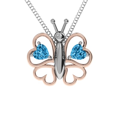 Love Butterfly Pendant – Sterling Silver with Blue Topaz
