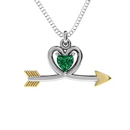 Heart & Arrow Pendant in 925 Sterling Silver with Emerald