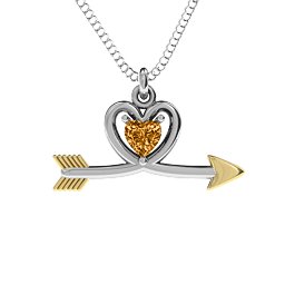 Heart & Arrow Pendant in 925 Sterling Silver with Citrine