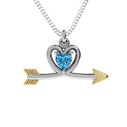 Heart & Arrow Pendant in 925 Sterling Silver with Blue Topaz