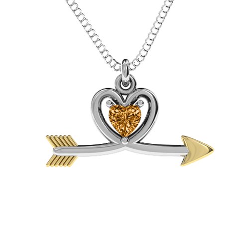 Heart & Arrow Pendant – Sterling Silver with Citrine