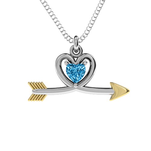 Heart & Arrow Pendant – Sterling Silver with Blue Topaz