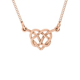 Braided Heart Knot Pendant in 10K Solid Rose Gold