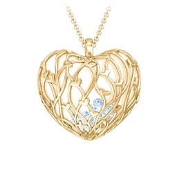 Organic Caged Hearts Pendant in 18K Gold Plated Silver