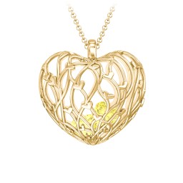 Organic Caged Hearts Pendant in 18K Gold Plated Silver