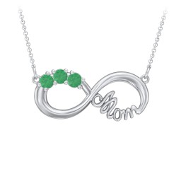 Mom's Infinity Pendant in 925 Sterling Silver with Emerald