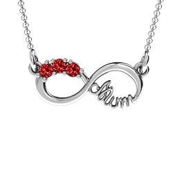 Mum's Infinity Pendant in 925 Sterling Silver with Garnet