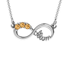 Mum's Infinity Pendant in 925 Sterling Silver with Citrine