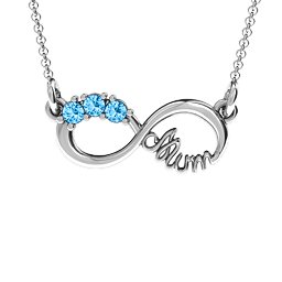 Mum's Infinity Pendant in 925 Sterling Silver with Blue Topaz