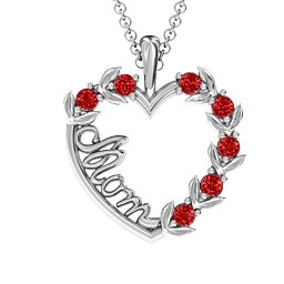 Mom's Heart of Love Pendant in 925 Sterling Silver with Garnet
