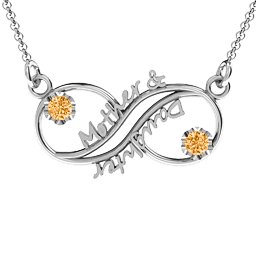 Mother and Daughter Infinity Pendant in 925 Sterling Silver with Citrine