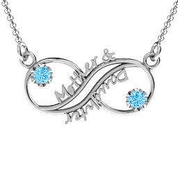 Mother and Daughter Infinity Pendant in 925 Sterling Silver with Blue Topaz